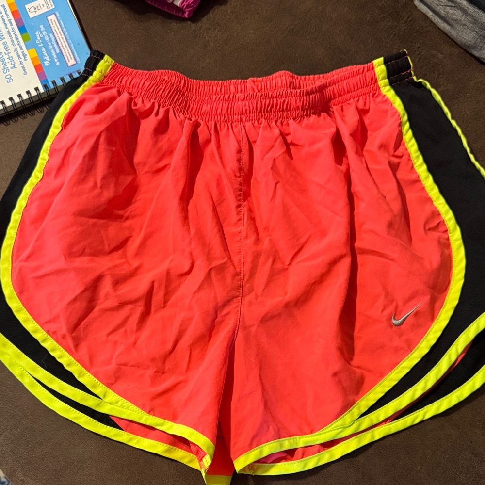 Nike Bright Coral and Yellow Athletic Shorts
